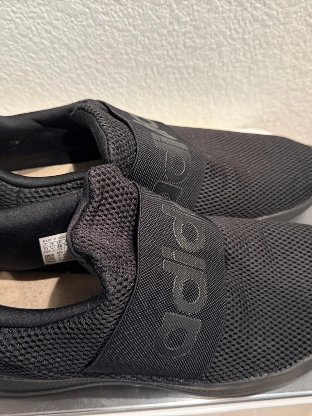 adidas Kids Black Slip-On Mesh Sneakers